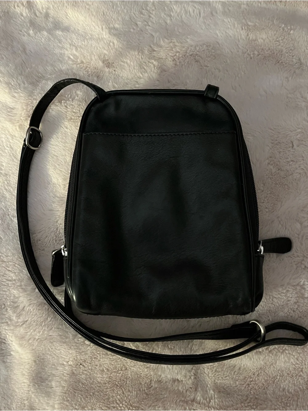 Osgoode Marley Black Leather RFID Mini Organizer Crossbody Camera Bag